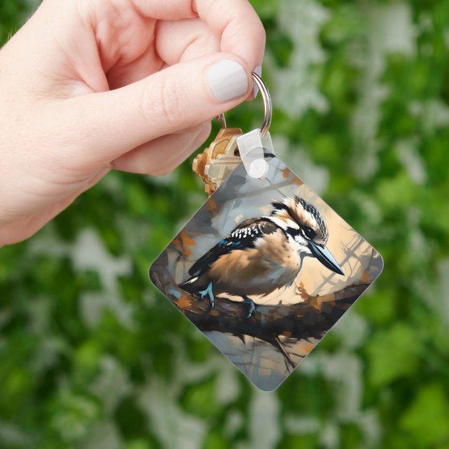 Charming Laughter: Kookaburra in Oil Paint Keychain (Hand)