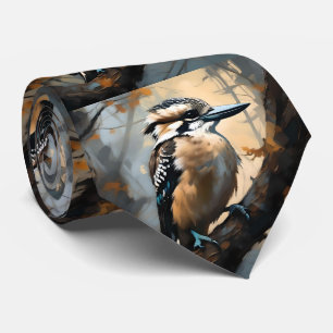 Charming Laughter: Kookaburra in Oil Paint Neck Tie