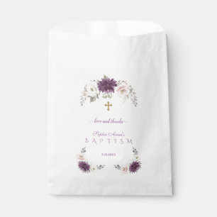 Charming Lavender Blush White Floral Baptism Favor Bag