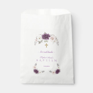 Charming Lavender Blush White Floral Baptism Favor Bag