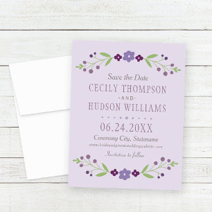 Charming Lavender Floral Garland Wedding Save The Date