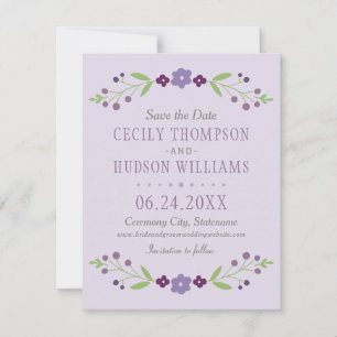 Charming Lavender Floral Garland Wedding Save The Date