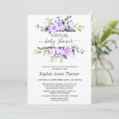 Charming Lavender Flowers Virtual Baby Shower Invitation (Standing Front)