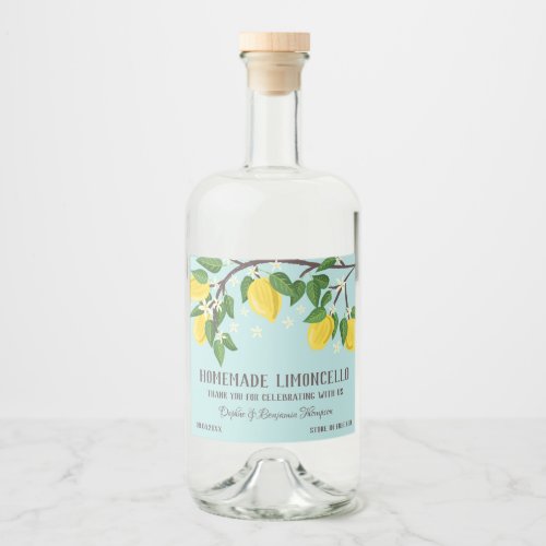 Charming Lemon Branch Limoncello Thank You Liquor Bottle Label
