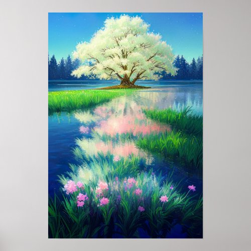 Charming Light Green Tree Poster