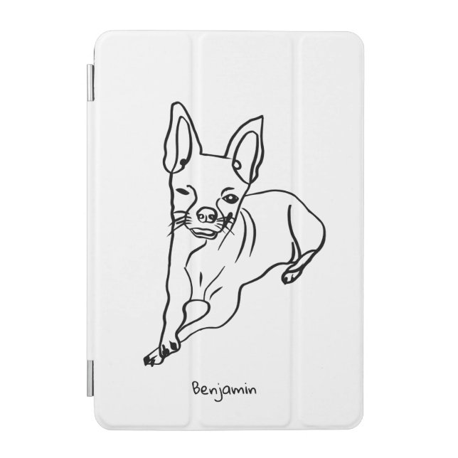 Charming Line Art  Chihuahua: Customisable text iPad Mini Cover (Front)