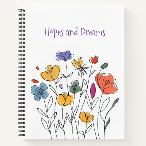 Charming Line Art Wildflower Notebook