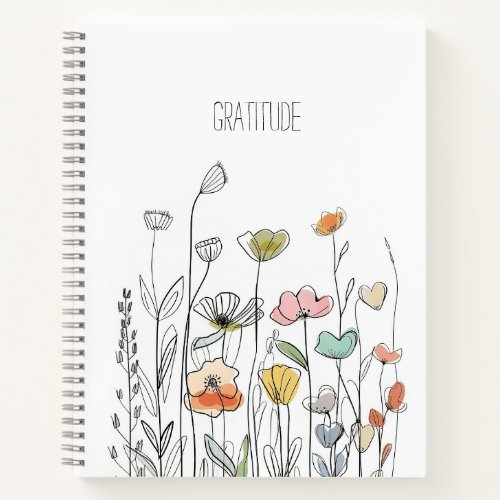 Charming Line Art Wildflower Notebook