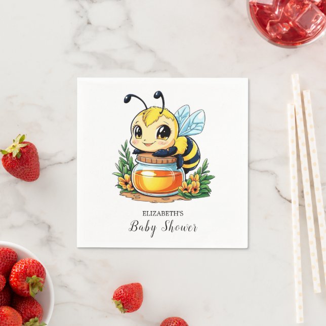 Charming Little Bee Baby Shower Napkins (Insitu)
