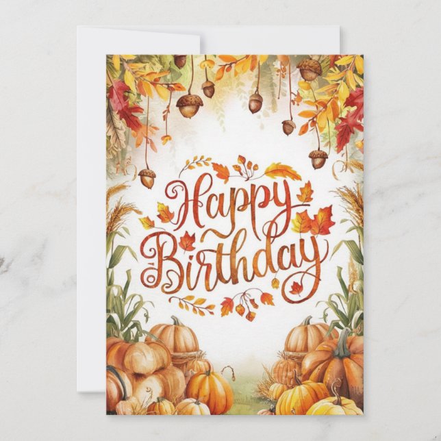 Charming Little Cozy Autumn Fall Happy Birthday  Card (Front)
