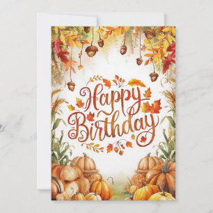 Charming Little Cozy Autumn Fall Happy Birthday Card