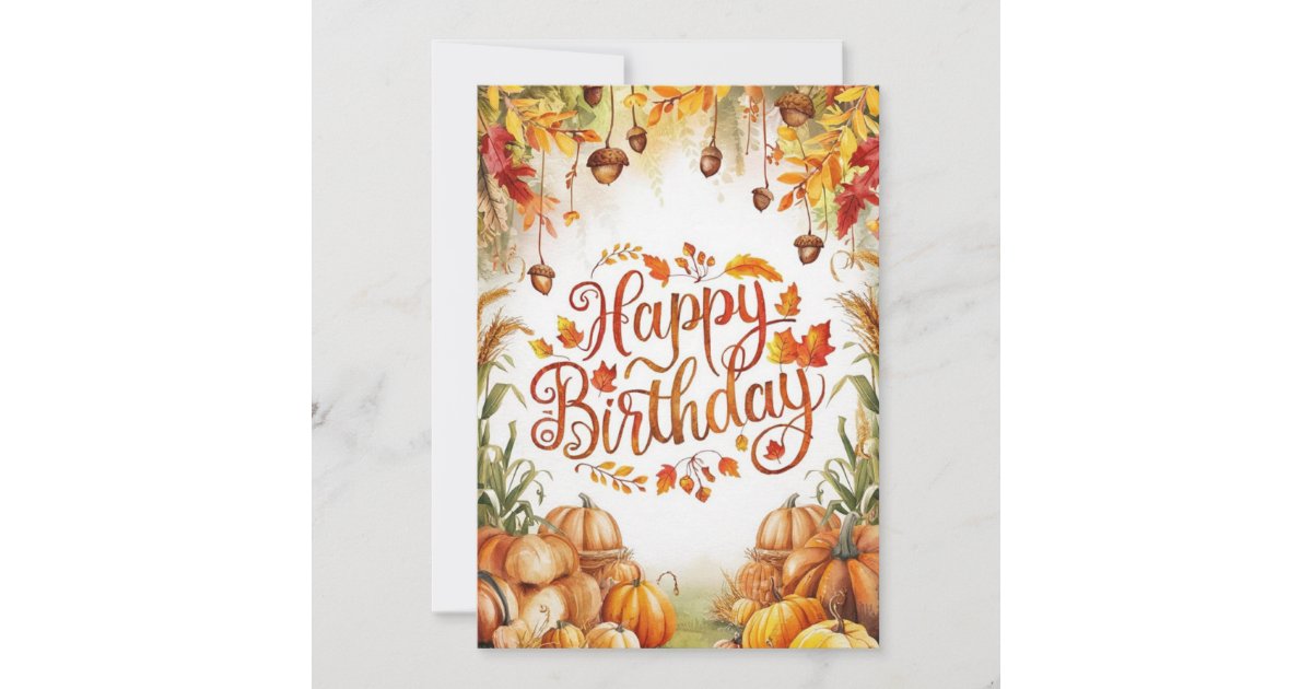 Charming Little Cozy Autumn Fall Happy Birthday Card | Zazzle