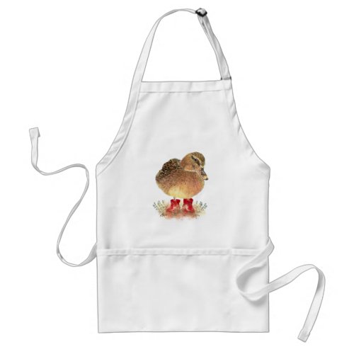 Charming little Duck in Red Rubber Boots Adult Apron