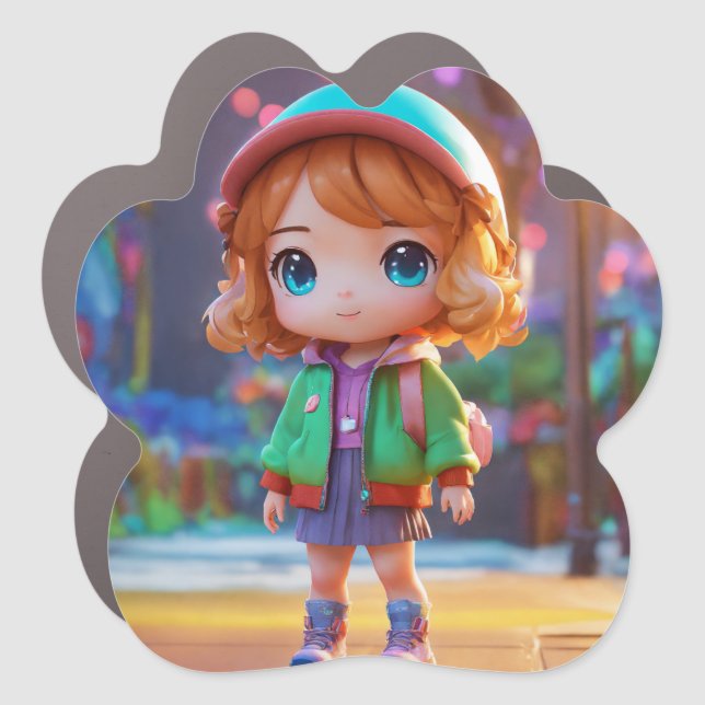 Charming little girl car magnet (Front)