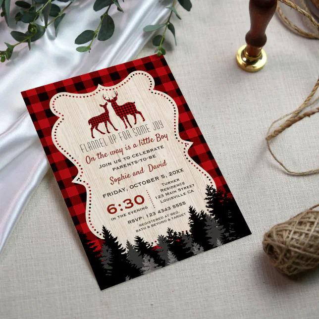 Charming Little Hunter Lumberjack Baby Shower Invitation | Zazzle