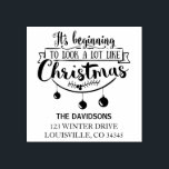 Charming Look A Lot Like Christmas Typography Rubber Stamp<br><div class="desc">Elegant Decorative "It's Beginning To Look A Lot Like Christmas" Typography. Use Personalize tool to add your info.</div>