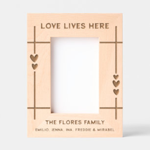 Charming Love Lives Here Hearts Family Engraved Frames
