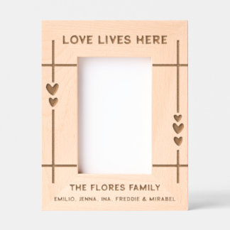 Charming Love Lives Here Hearts Family Engraved Frames