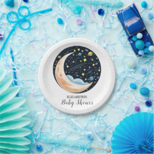 Charming Lovely Stars Baby Shower Paper Plates