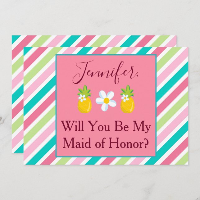 Charming Maid of Honor Proposal Invitation (Front/Back)