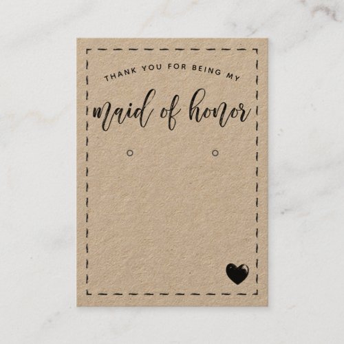 Charming Maid of HonorThank You Earring Display Business Card