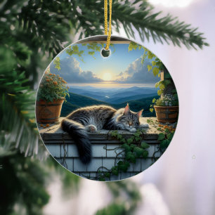 Charming Maine Coon Keepsake Ceramic Ornament