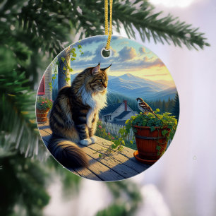 Charming Maine Coon Keepsake Ceramic Ornament