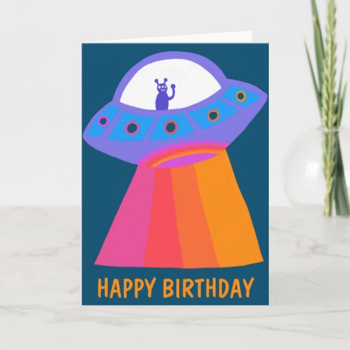 Charming Martian HAPPY BIRTHDAY UFO Card