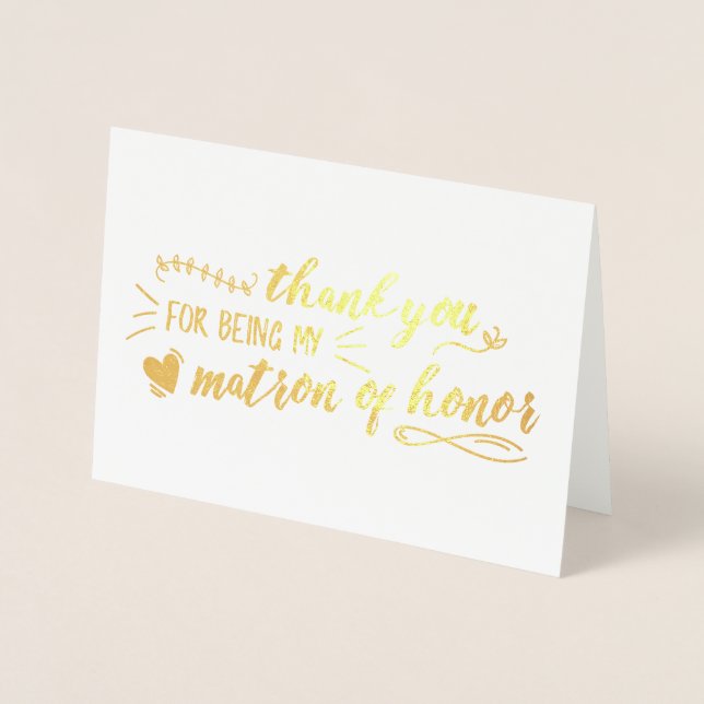 Charming Matron of Honor Thank You Foil Card (Front)