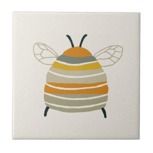 Charming Mid‑Century Honeybee Ceramic Tile