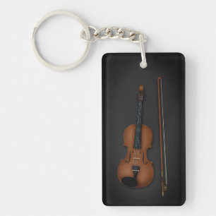 Charming Miniature Violin & Bow Classical Music Keychain