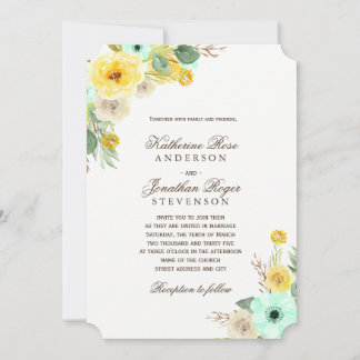 Charming Mint and Yellow Wedding Invitations