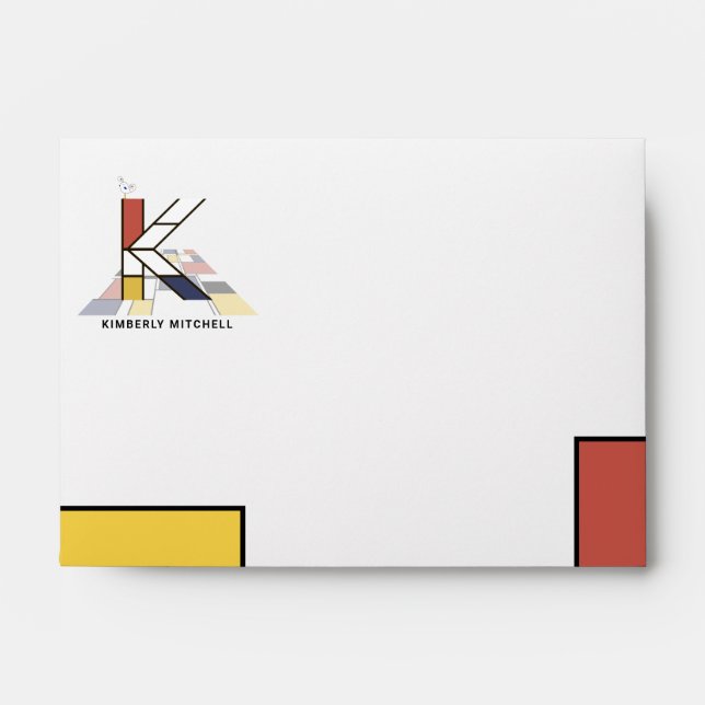 Charming Modern Art Monogram. Letter K Envelope (Front)