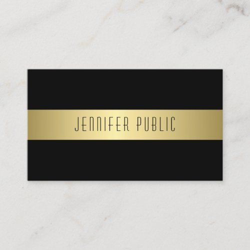Charming Modern Black And Gold Design Chic Plain Business Card