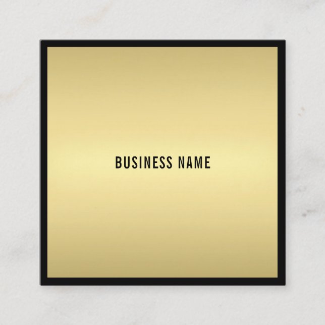Charming Modern Glamour Elegant Black Gold Luxury Square Business Card (Front)