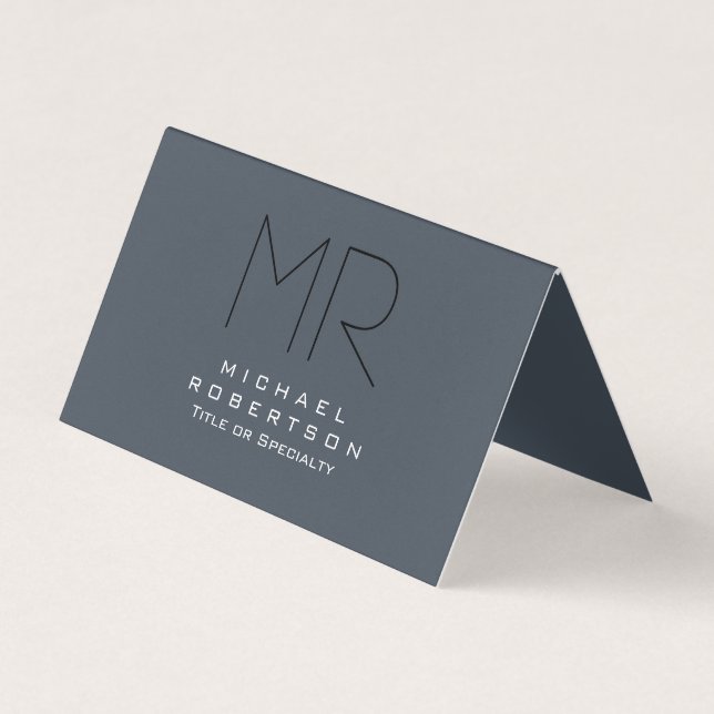 Charming Modern Monogram Gray Clean Business Card (Front)