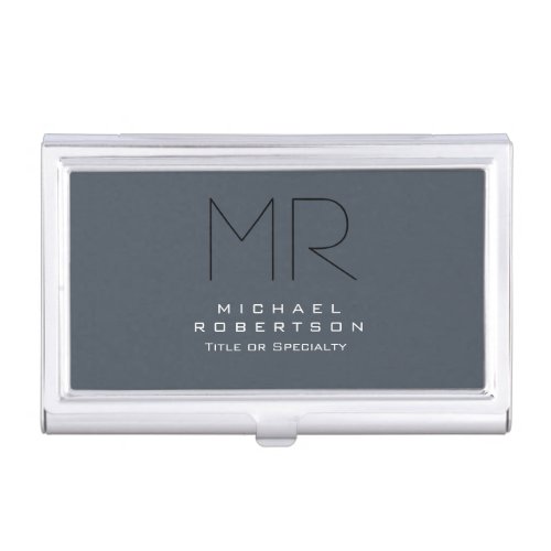 Charming Modern Monogram Gray Clean Business Card Case