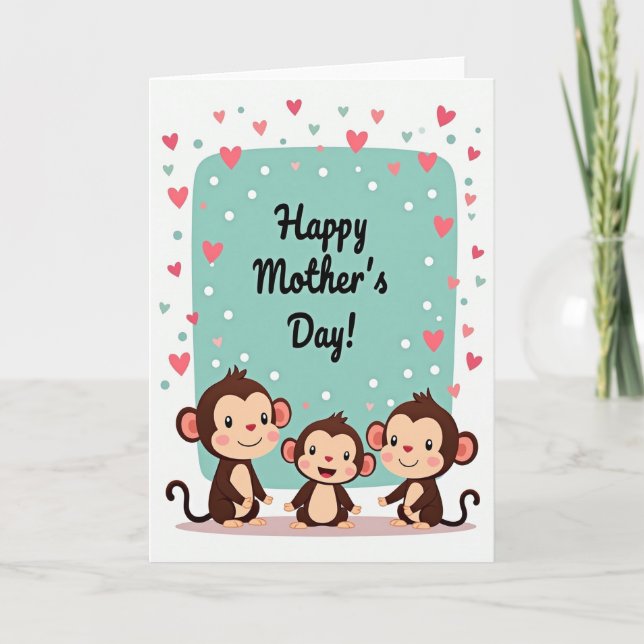 Charming Monkeys Mothers Day Card (Front)