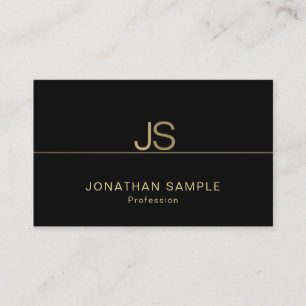 Charming Monogram Modern Elegant Black Gold Luxury Business Card
