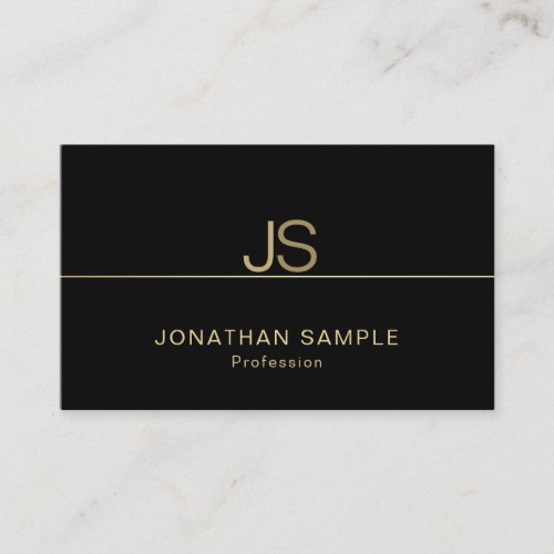 Charming Monogram Modern Elegant Black Gold Luxury Business Card