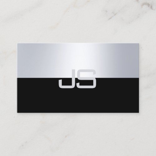 Charming Monogram Modern Silver Look Plain Luxury Business Card