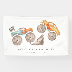 Charming Monster Truck Bash Birthday Banner