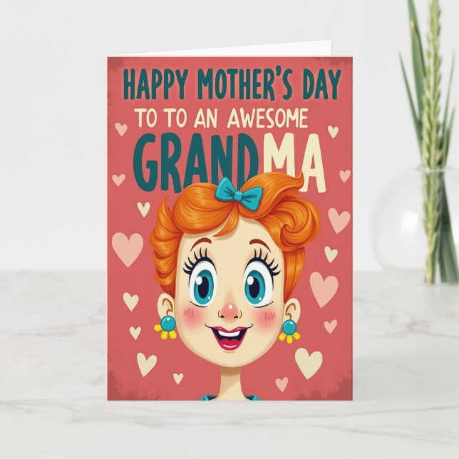 Charming Mother Cartoon Design Card (Front)