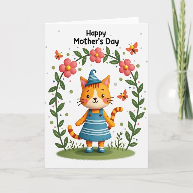 Charming Mothers Day Feline Card (Front)
