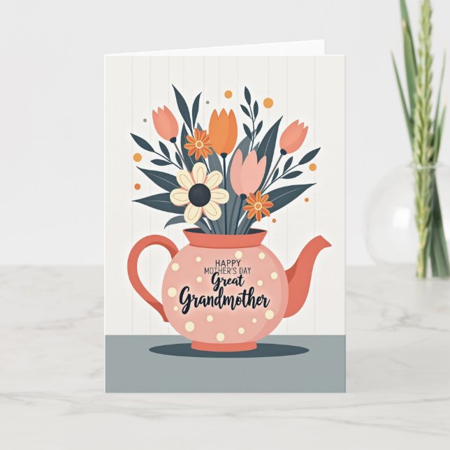 Charming Mothers Day Teapot Card (Front)