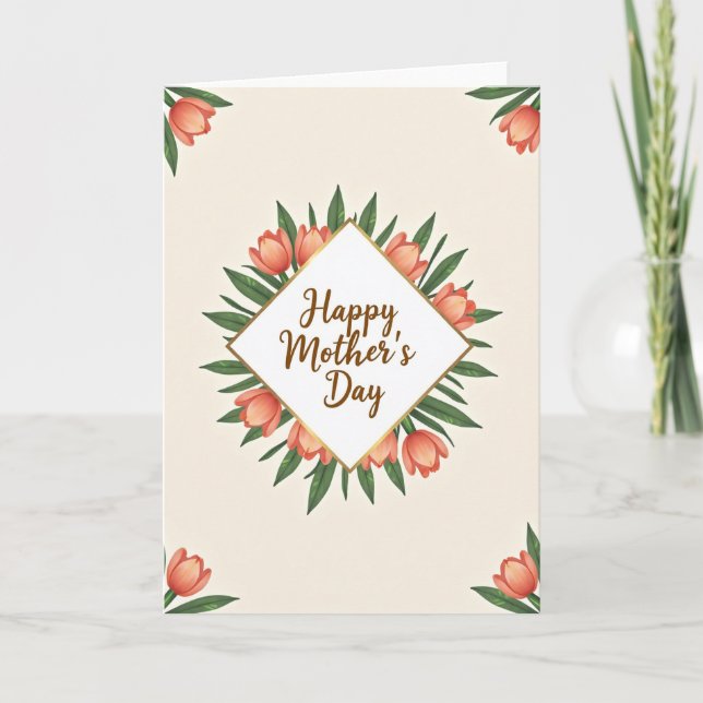Charming Mothers Day Wreath Card (Front)