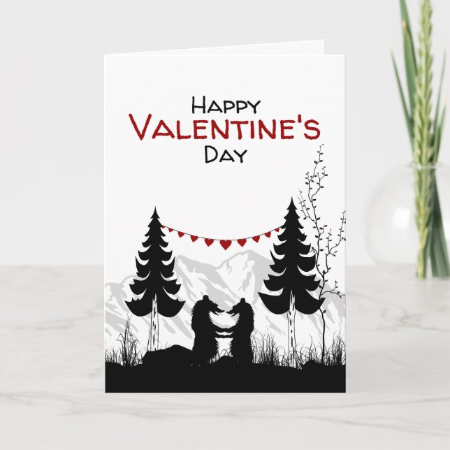 Charming Mountain Bears in Love Valentine's Day Holiday Card (Front)
