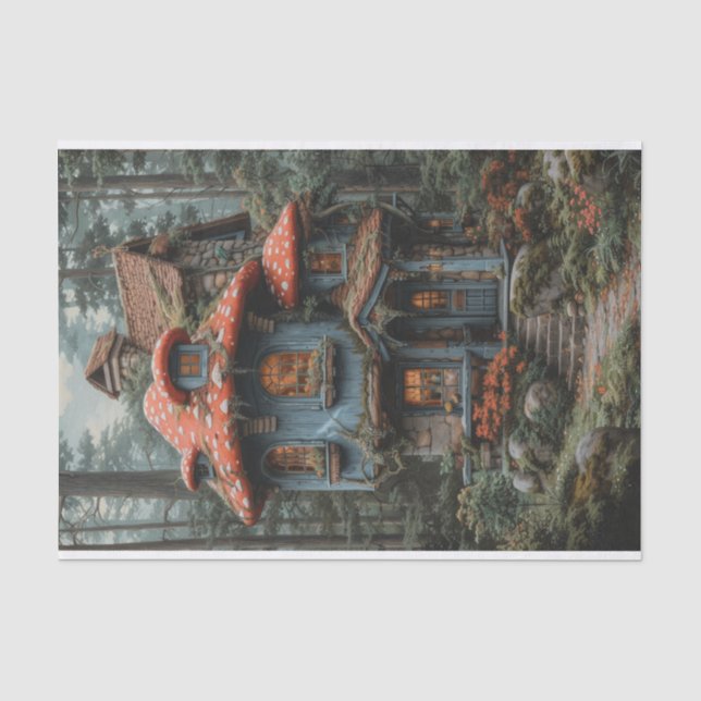 Charming Mushroom House in a Forest Tissue Paper (Front)