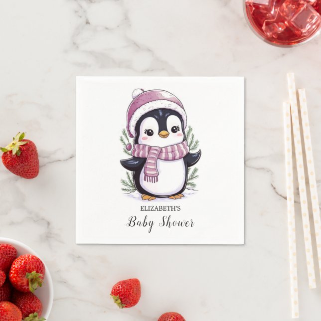 Charming Mystical Penguin Baby Shower Napkins (Insitu)