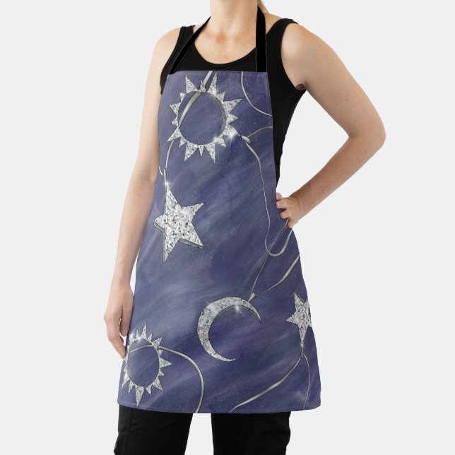 Charming Mystique | Silver Moon Stars Sun Amulet Apron (Insitu)